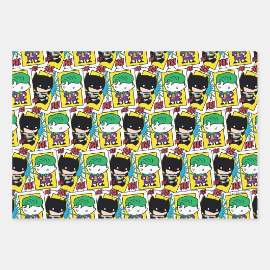 Chibi-Joker und Batman-Kartenmuster Geschenkpapier Set (Vorderseite 3)