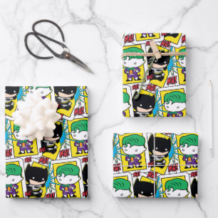 Chibi-Joker und Batman-Kartenmuster Geschenkpapier Set