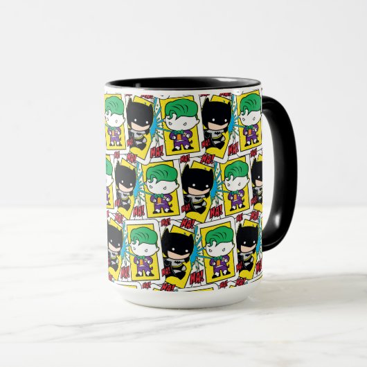 Chibi-Joker und Batman-Kartenmuster Tasse (VorderseiteRechts)