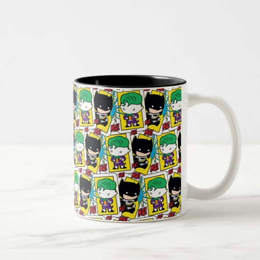 Chibi-Joker und Batman-Kartenmuster Zweifarbige Tasse (Rechts)