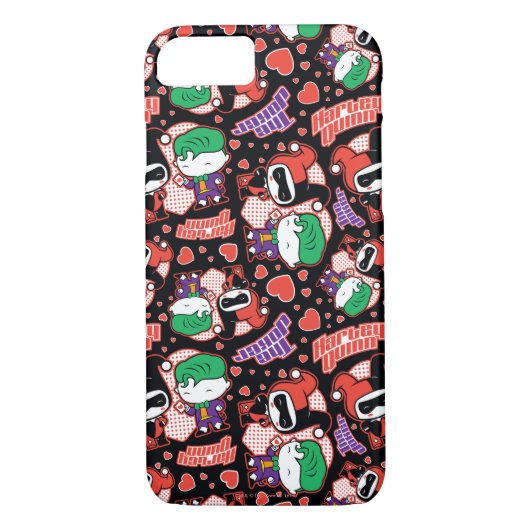 Chibi Joker und Harley Heart Pattern Case-Mate iPhone Hülle (Rückseite)
