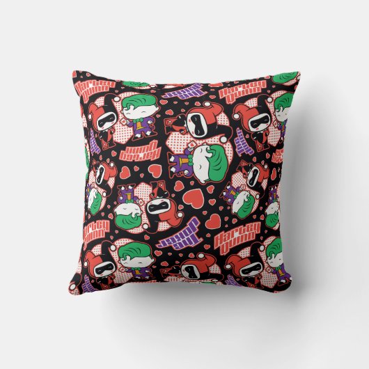 Chibi Joker und Harley Heart Pattern Kissen (Rückseite)