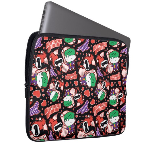 Chibi Joker und Harley Heart Pattern Laptopschutzhülle (Vorne Rechts)