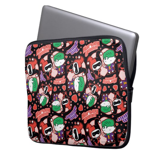 Chibi Joker und Harley Heart Pattern Laptopschutzhülle (Vorderseite Links)