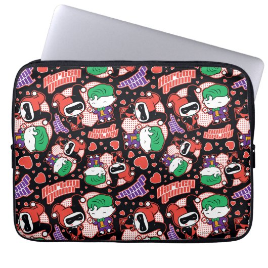 Chibi Joker und Harley Heart Pattern Laptopschutzhülle (Vorderseite)
