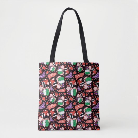 Chibi Joker und Harley Heart Pattern Tasche (Vorderseite)