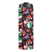 Chibi Joker und Harley Heart Pattern Thermosbecher (Vorderseite)