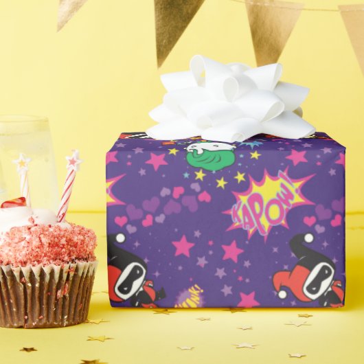 Chibi Joker und Harley Pattern Geschenkpapier (Geburtstagsparty)