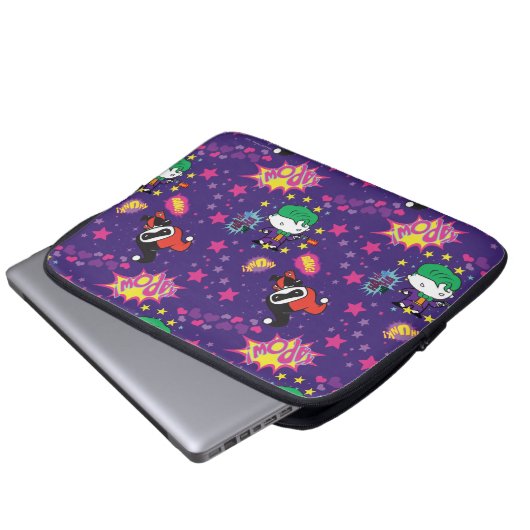 Chibi Joker und Harley Pattern Laptopschutzhülle (Vorne Knopf)