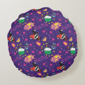 Chibi Joker und Harley Pattern Rundes Kissen (Rückseite)