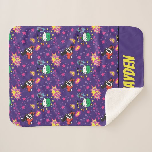 Chibi Joker und Harley Pattern Sherpadecke (Vorderseite (Horizontal))