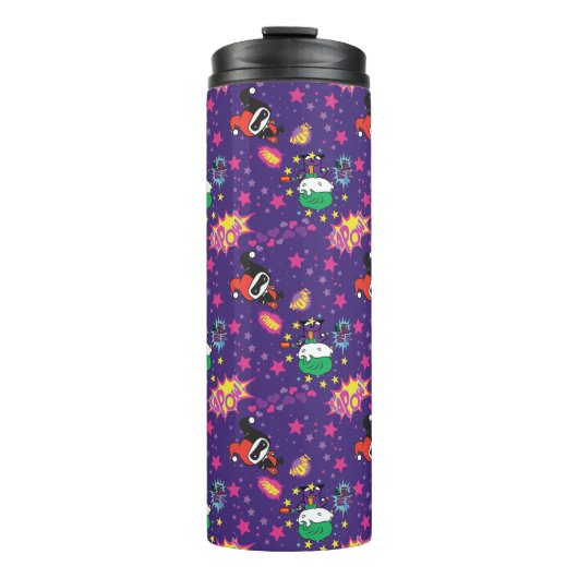 Chibi Joker und Harley Pattern Thermosbecher (Vorderseite)