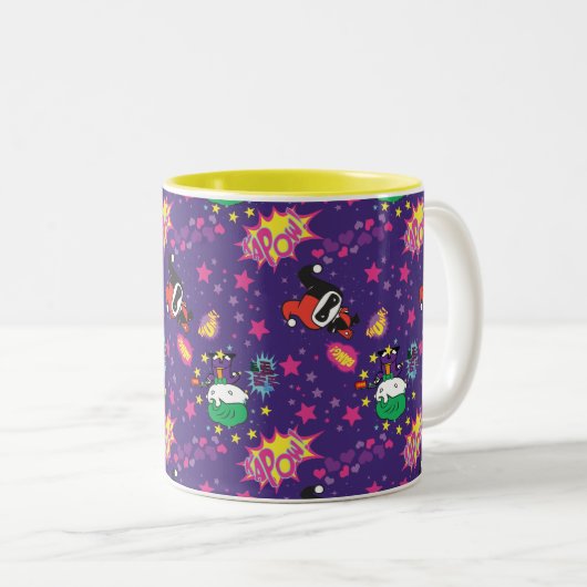 Chibi Joker und Harley Pattern Zweifarbige Tasse (VorderseiteRechts)