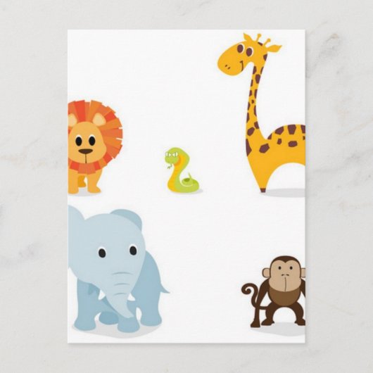 Chibi Jungle Animals Design Postkarte (Vorderseite)