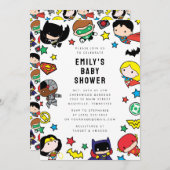 Chibi Justice League Baby Shower Einladung (Vorne/Hinten)