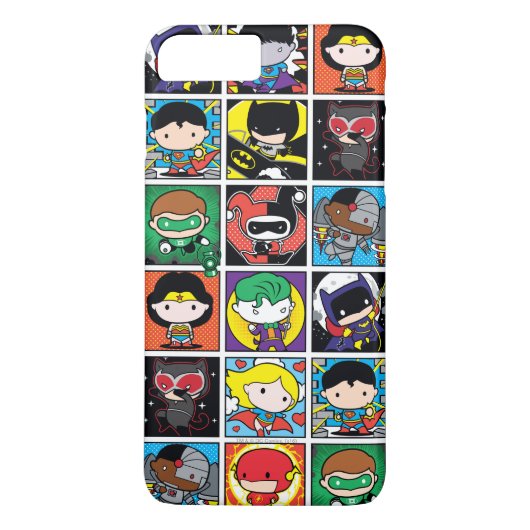 Chibi Justice League Character Pattern Case-Mate iPhone Hülle (Rückseite)