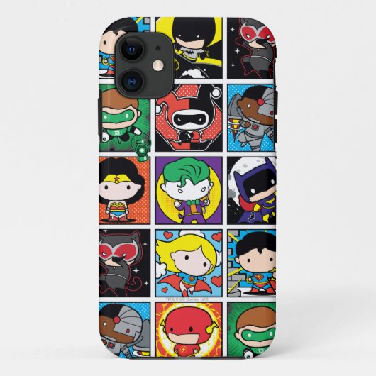 Chibi Justice League Character Pattern Case-Mate iPhone Hülle (Rückseite)
