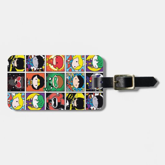 Chibi Justice League Character Pattern Gepäckanhänger (Vorderseite horizontal)