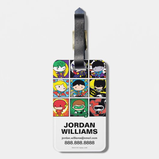 Chibi Justice League Character Pattern Gepäckanhänger (Rückseite vertikal)