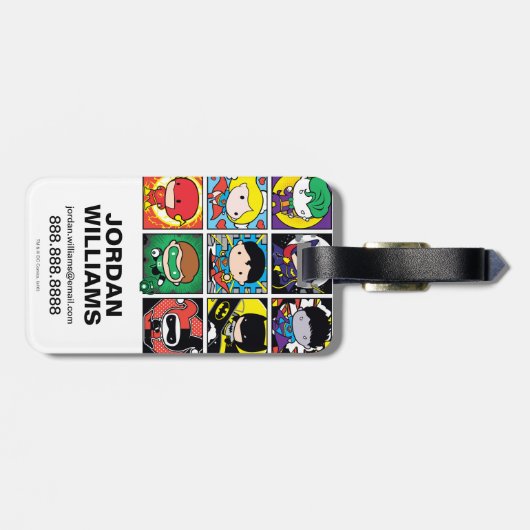 Chibi Justice League Character Pattern Gepäckanhänger (Rückseite horizontal)