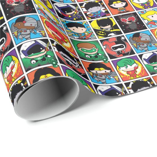 Chibi Justice League Character Pattern Geschenkpapier (Rolleneckpunkt)