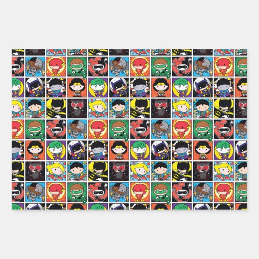 Chibi Justice League Character Pattern Geschenkpapier Set (Vorderseite 2)