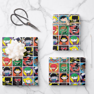 Chibi Justice League Character Pattern Geschenkpapier Set