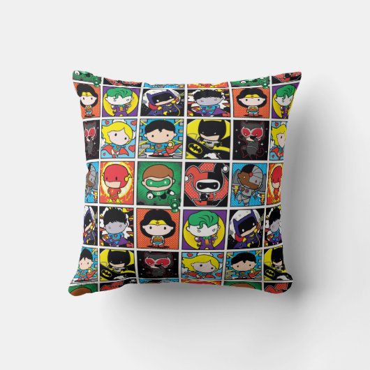Chibi Justice League Character Pattern Kissen (Rückseite)