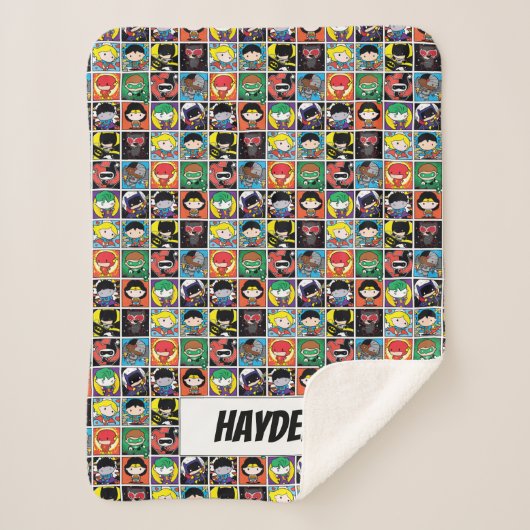 Chibi Justice League Character Pattern Sherpadecke (Vorderseite)