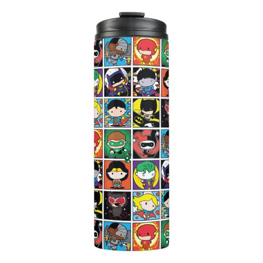 Chibi Justice League Character Pattern Thermosbecher (Vorderseite)