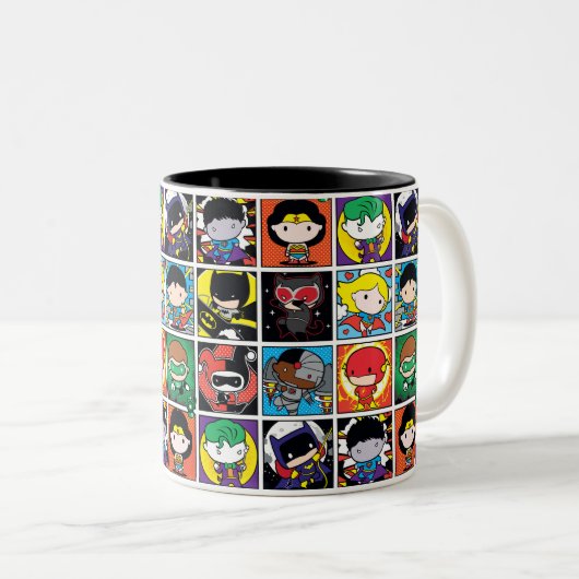 Chibi Justice League Character Pattern Zweifarbige Tasse (VorderseiteRechts)