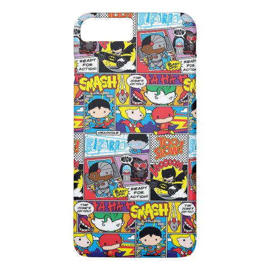 Chibi Justice League Comic Book Pattern Case-Mate iPhone Hülle (Rückseite)