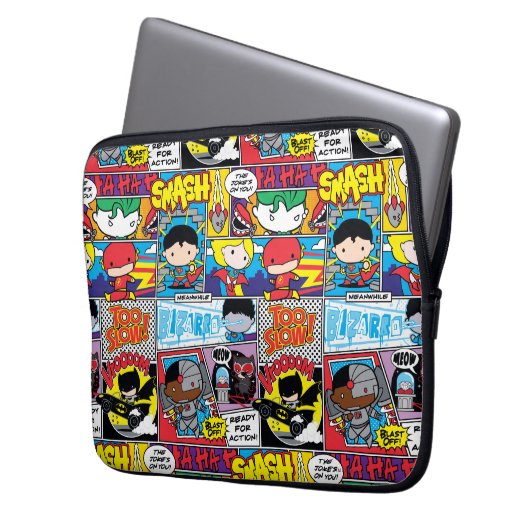 Chibi Justice League Comic Book Pattern Laptopschutzhülle (Vorderseite Links)