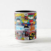Chibi Justice League Comic Book Pattern Tasse (Zentrum)