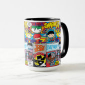 Chibi Justice League Comic Book Pattern Tasse (VorderseiteRechts)