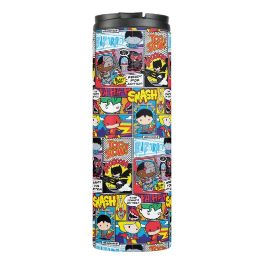 Chibi Justice League Comic Book Pattern Thermosbecher (Rückseite)