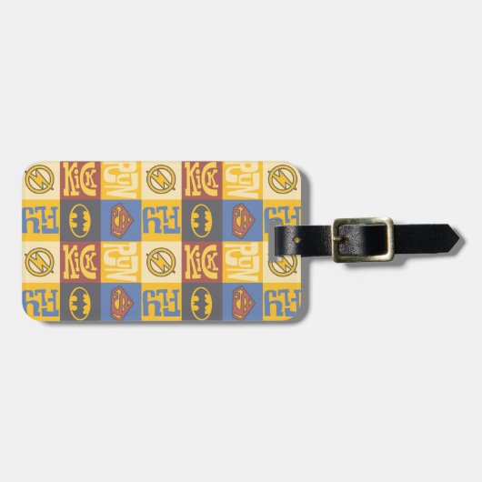 Chibi Justice League | Fliegen, Kick, Run Gepäckanhänger (Vorderseite horizontal)