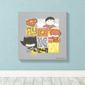 Chibi Justice League | Fliegen, Kick, Run Leinwanddruck (Insitu (Holzboden))