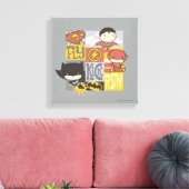 Chibi Justice League | Fliegen, Kick, Run Leinwanddruck (Insitu (Wohnzimmer))