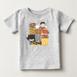 Chibi Justice League Fliegen, Treten, Laufen Baby T-shirt