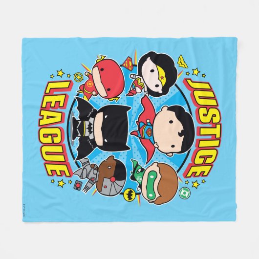 Chibi Justice League Group Fleecedecke (Vorderseite (Horizontal))