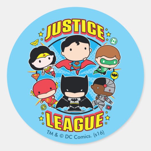 Chibi Justice League Group Runder Aufkleber (Vorderseite)