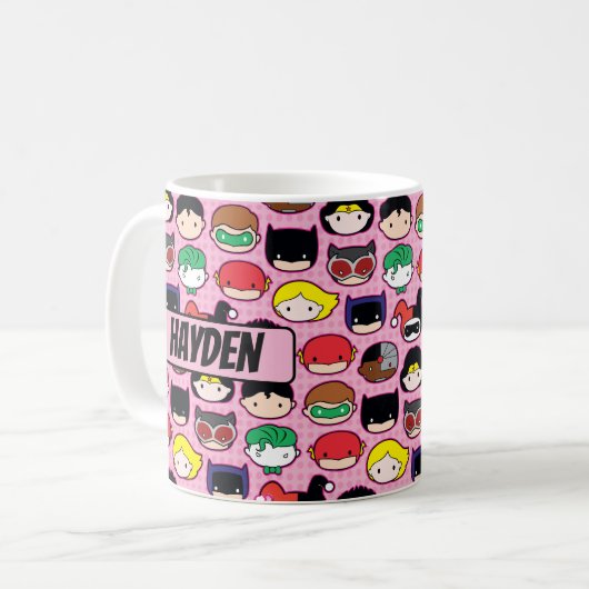 Chibi Justice League Head Pattern Kaffeetasse (Vorderseite Links)