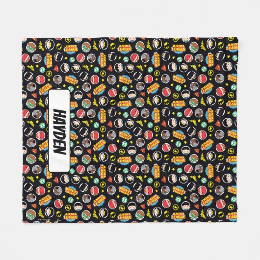 Chibi Justice League Heroes and Logos Pattern Fleecedecke (Vorderseite (Horizontal))