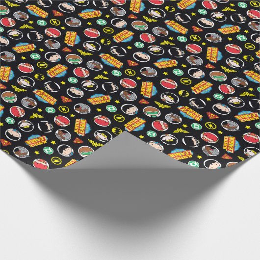 Chibi Justice League Heroes and Logos Pattern Geschenkpapier (Ecke)
