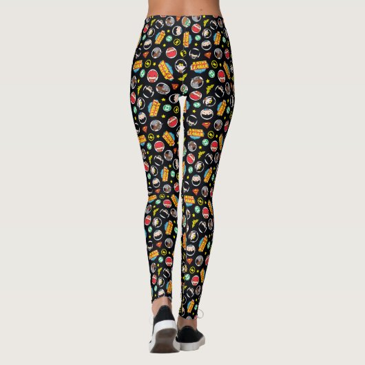 Chibi Justice League Heroes and Logos Pattern Leggings (Rückseite)