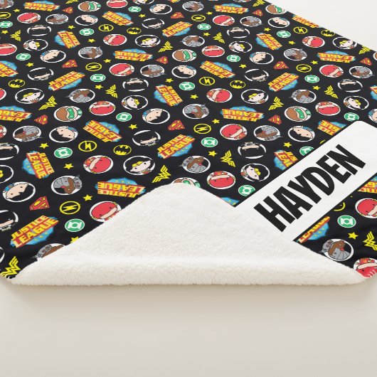 Chibi Justice League Heroes and Logos Pattern Sherpadecke (3/4)