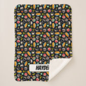 Chibi Justice League Heroes and Logos Pattern Sherpadecke (Vorderseite)