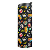 Chibi Justice League Heroes and Logos Pattern Thermosbecher (Nach links gedreht)