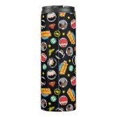 Chibi Justice League Heroes and Logos Pattern Thermosbecher (Rückseite)